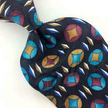 Zylos George Machado Usa Tie Black Circles Blue Silk Necktie Mens Ties I13-332 - £12.41 GBP