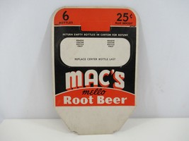 Mac&#39;s Mello Root Beer 6 Pack Box Cardboard Crate 25 Cents Vintage  - £15.20 GBP