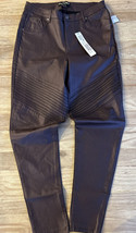 Like An Angel Womens 1X (30x39) Faux Vegan Leather Moto Jeans NEW Eggplant - $23.20