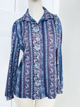 Fire Islander Pink Paisley Blouse Top Shirt Mod Vintage 70s Womens 12 Retro - $24.88