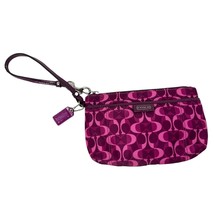 Coach wallet pink Purple Signature Wristlet Clutch signature fabric print - £26.67 GBP