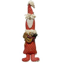 Vintage Handmade Plush Christmas Santa Claus Door Hanger Stuffed Doll 21&quot; - £20.75 GBP