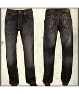 Dash Carson Metal Studs Flap Pockets Mens Straight Jeans Premium Black N... - £84.87 GBP