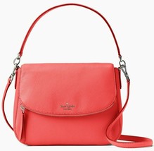 Kate Spade Jackson Coral Red Leather Flap Shoulder Bag WKRU6249 NWT $379... - £89.51 GBP