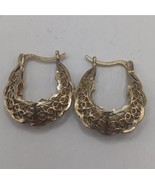 Sterling Silver, Vermeil Basket Hoop Earrings Filigree - $556.92 MXN