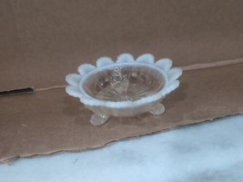 Opalescent Scallop Edged Elegant Glass Bowl - 3 Footed Candy Dish - Fenton Glass - $14.85