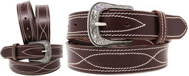 39-40  Western Heavy Duty Men Women Genuine Leather Belt Brown 2642RS - £16.69 GBP