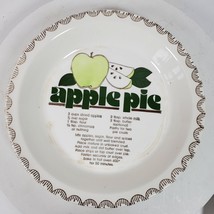 Vintage Apple Pie Dish Plate Ceramic w/ Recipe 9 Inch Pie 10 Inch Round - £11.48 GBP