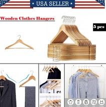 Wooden Hangers For Garments, Clothes, Suit Trouser Pant Rack Wardrobe- 5... - £26.74 GBP