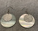 Beautiful Circle Opalescent Silver Tone Dangle Drop Earrings KG Fashion ... - $11.88