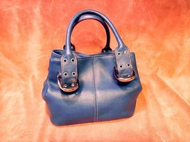 Tignanello Sassy Medium Blue Cobblestone Leather Double Handle Satchel  - £27.37 GBP
