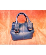 Tignanello Sassy Medium Blue Cobblestone Leather Double Handle Satchel  - £27.61 GBP