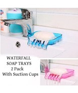 2 Pack Waterfall Soap Dish Tray Sponge Holder Waterfall Design w/Suction... - £6.18 GBP