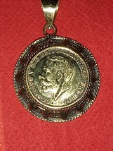 brass pendant George gold coin encased Great Britain George 6 - £60.89 GBP