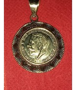 brass pendant George gold coin encased Great Britain George 6 - £61.19 GBP