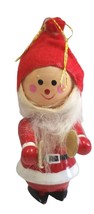 Santa Elf Holding Cymbals Vintage Wood Christmas Tree Ornament Decor 3.5 In Tall - £10.36 GBP