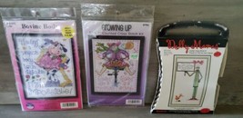 Counted Cross Stitch Kits Lot of 3 Dolly Mamma Cow Old Lady Humor Joan Elliott  - £13.34 GBP