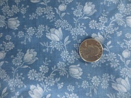 4085. Kesslers Blue Floral Print Craft Quilting Cotton FABRIC--45&quot; X 2-3/4 Yds. - £10.39 GBP