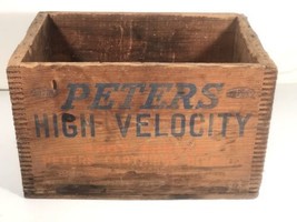Vintage Peters High Velocity Shot Shells Wooden Box Crate Ammunition Amm... - £97.10 GBP