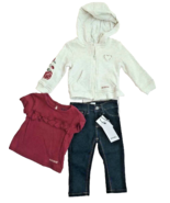 HUDSON KIDS 3-Piece Baby Girl Set Hoodie Ruffle Tee &amp; Blue Jeans 12 Months - $1,494.01 MXN