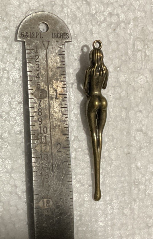Nude Figural Woman Design Mini spoon Pendant 3” Bronze Heavy Detailed Piece Item image 9