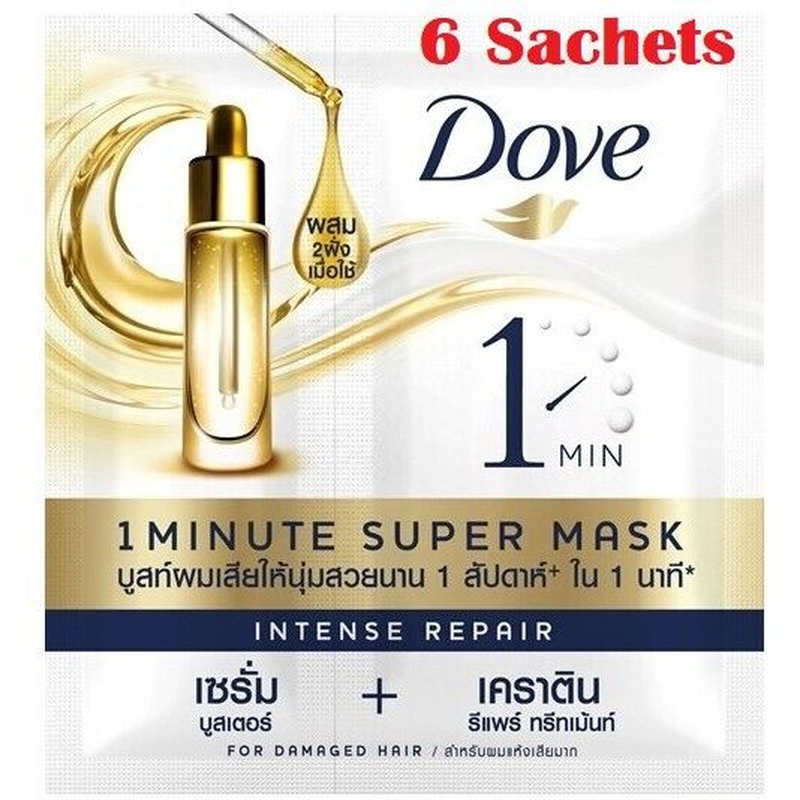 6X Dove 1 Minute Super Mask Intense Repair Booster Keratin Hair Treatment 20Ml - $38.81
