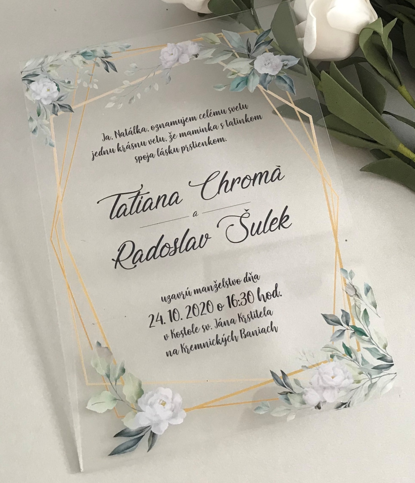 Primary image for Wedding Acrylic Invitation,10pcs Pink Flower Roses Wedding Invitations,Custom