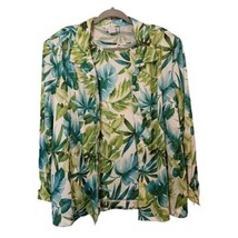 2PC Tank Top Long Sleeve Shirt Hawaiian Tropical Blue Green Floral Print... - £9.54 GBP