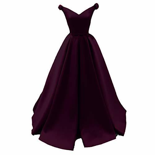 Plus Size Satin Simple V Neck Long Formal Prom Evening Dress Dark Plum US 18W