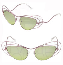 Linda Farrow Erdem Oval Cat Eye Metal Wire Lilac Green Mirrored EDM2 Sunglasses - £129.98 GBP