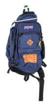 Jansport Blue Canvas Hiking Backpack Zipper Camping Leather Patch Tradit... - £36.45 GBP