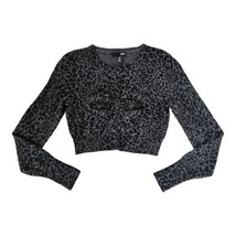 Aqua Cashmere Vintage Cardigan Sweater Black Gray Leopard Print Women&#39;s Small - £26.89 GBP