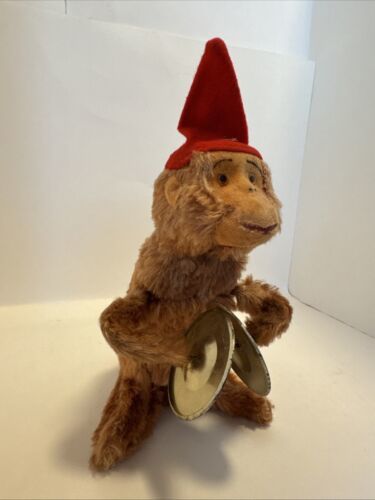 Vintage Alps Monkey in Red Hat Playing Cymbals 1950s Wind-Up Toy - £14.35 GBP