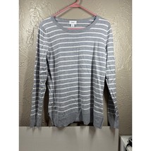  Old Navy Womens Crew-Neck Sweater Knit Sparkly Gray/White Striped Size ... - $21.95