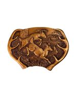 Vintage Deer Hunting Belt Buckle Bergamot Brass Works 1977 USA READ - $19.80