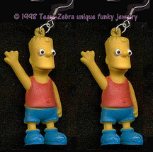 Funky Bart Simpson Earrings Cartoon Character Mini Figure Charms Costume Jewelry - £7.70 GBP