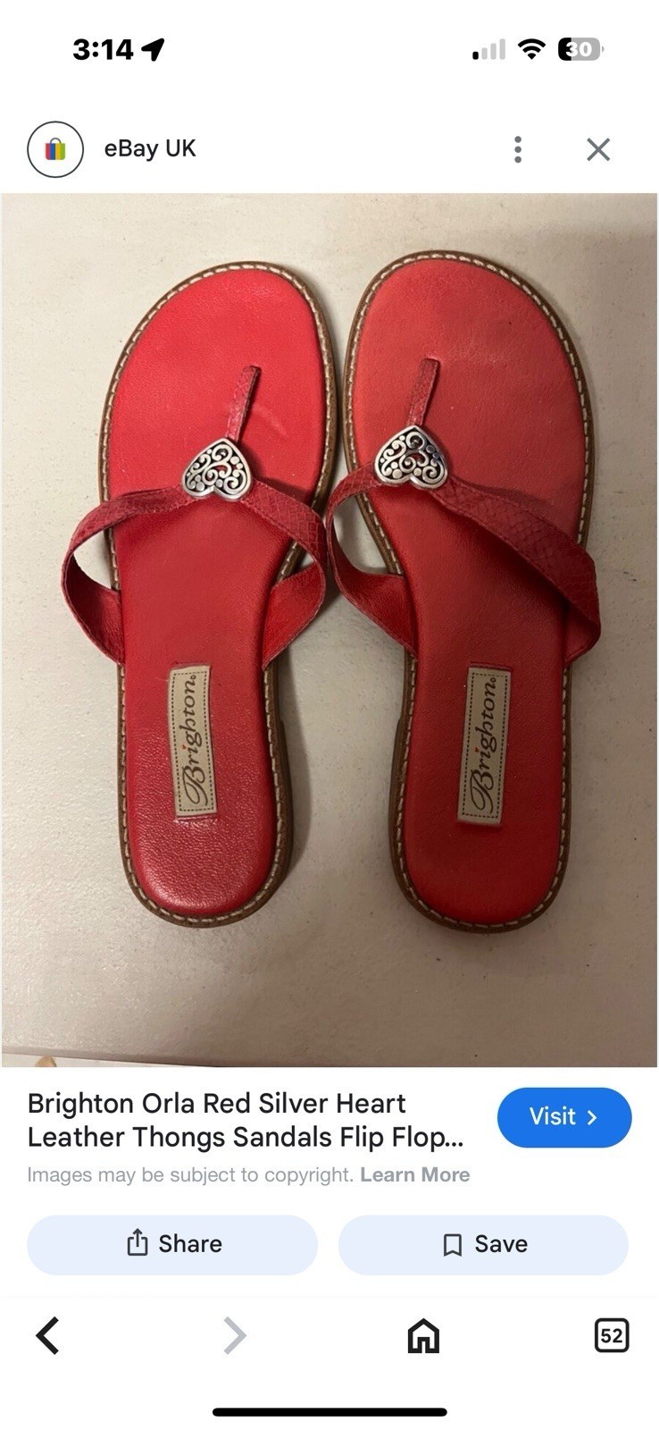 BRIGHTON Heart Slides Sandals Flip Flops Women&#39;s Size 10 - $24.75