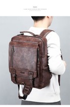 Jeep Laptop Bag, Men&#39;s Leather Backpack , Men&#39;s Brown Haversack, College... - $64.11