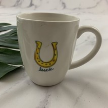 Pier 1 Imports Luck Horseshoe Coffee Mug White Lucky Cup Stonewave - $18.80