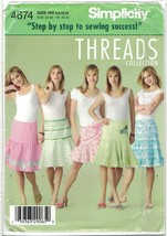 Simplicity Threads 4674 Skirt Pattern Flounce Variations Size 6 8 10 12 ... - $7.99