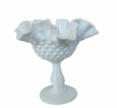 Fenton Milk Art Glass Hobnail Vase milk glass 6&quot; vtg antique candy dish bowl mcm - £58.87 GBP
