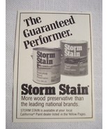 1986 Ad Storm Stain Wood Preservative The Guaranteed Performer - $10.96 CAD