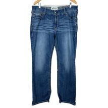 Ariat REAL Jeans Womens 34R Blue Mid Rise Stretch Denim Whipstitch Bootcut - £35.39 GBP