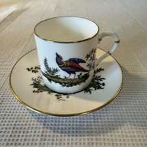 Royal Worcester Tea Cup And Saucer England Fine China Birds Peacock Dining - $40.50