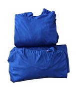 2 Long Sleeve Blue Workout Shirts with Hood Size Medium M/L Loose Solid - $33.68