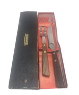 Vtg Emdeko Wood Handle MCM Carving Set Kitchen Knife Stainless Steel 2 P... - $243.66 MXN
