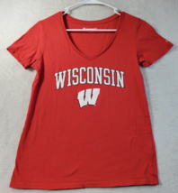 Wisconsin Badgers Champion Shirt Football Womens Small Red Short Sleeve V Neck - £11.77 GBP