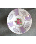 Vintage bowl  purple floral scalloped gold rim 9&quot; decorative - $17.59