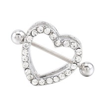 1 Pair Stainless Steel Breast Piercing Punk Jewelry Heart Nipple Piercing Bar Ni - £8.86 GBP