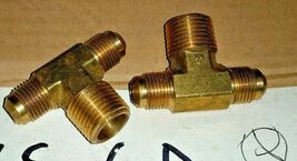 QTY-2   45-6D FAIRVIEW BRASS TEE 3/8&quot; OD  FLARE TUBE 1/2&quot; MALE PIPE 2pc - $9.36